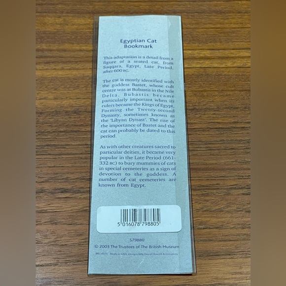 2003 The Trustees of the British Museum Egyptian Cat Bookmark - Picture 3 of 3